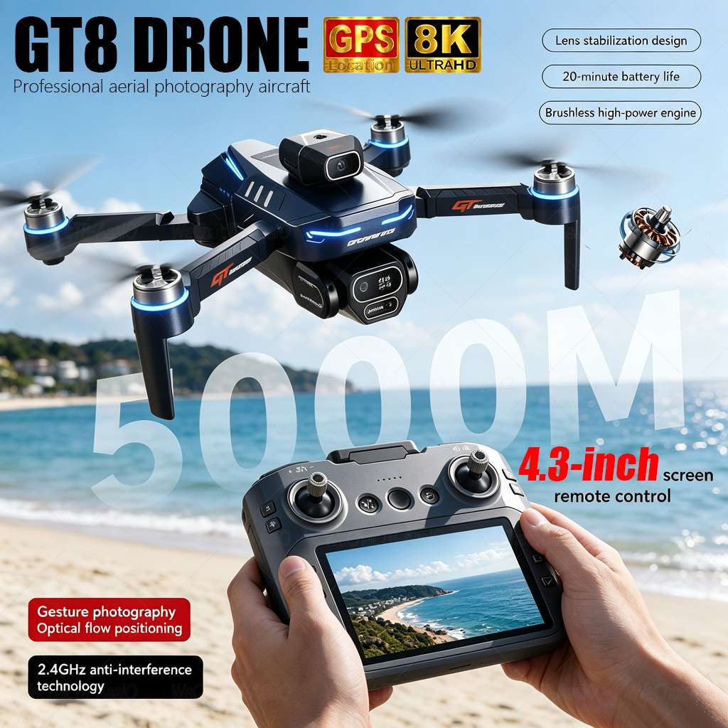 Fpv Brushless Rc Drone 4K - NUOVO Drone RC GT8 HD 4K