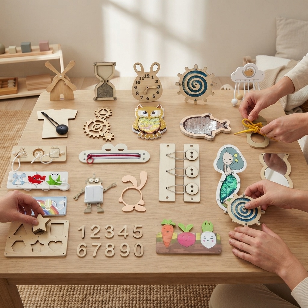 Puzzle in Legno Montessori Bus - Montessori Wooden Busy Board Toddler recensione e prezzo